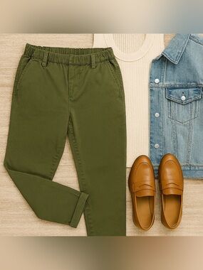 GAP | Tall Elastic Waist Pants | High Rise | Olive Green | Size 6 | Workwear